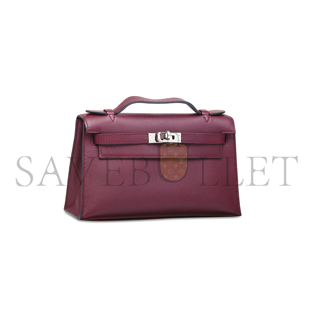 HERMÈS MASTER SWIFT LEATHER KELLY POCHETTE WITH PALLADIUM HARDWARE (22*14*7cm) 